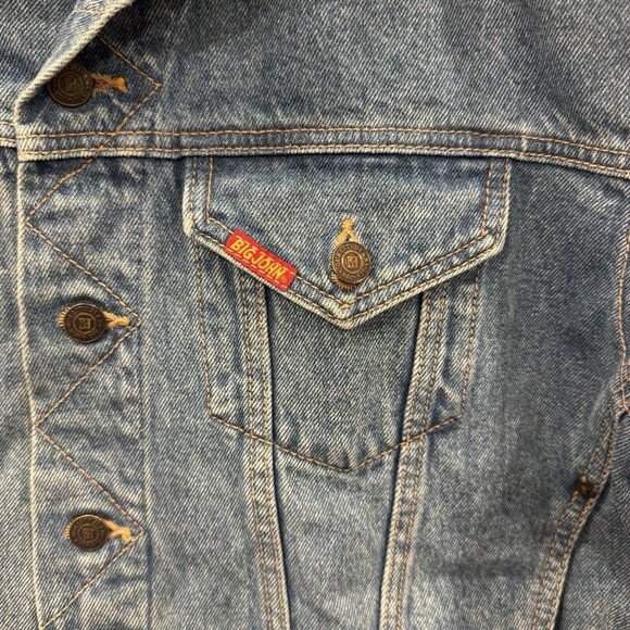 Vintage Big John Made InJapan Denim Jean Jacket S Western Motorcycle Bleached - Picture 3 of 10